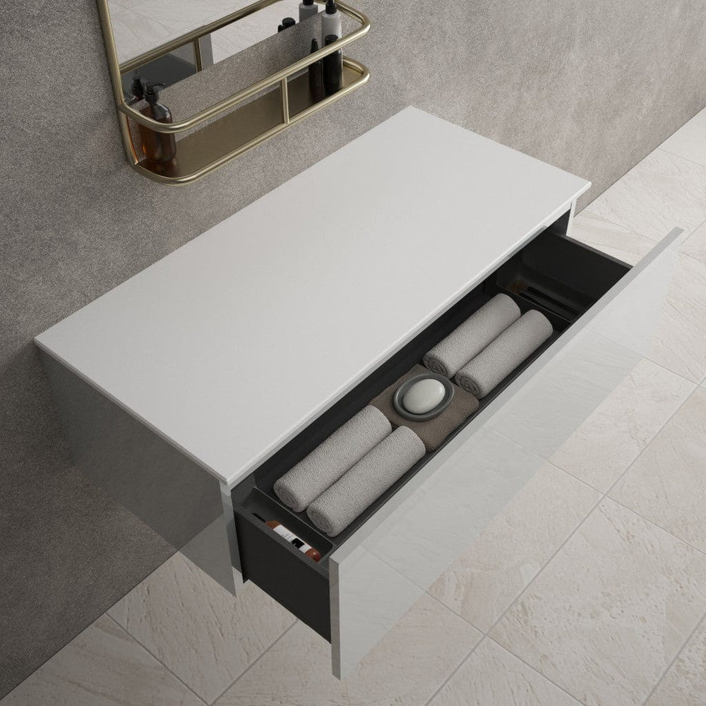 Raffinata Single Drawer Countertop Vanity Unit - Gloss Dove 1000mm