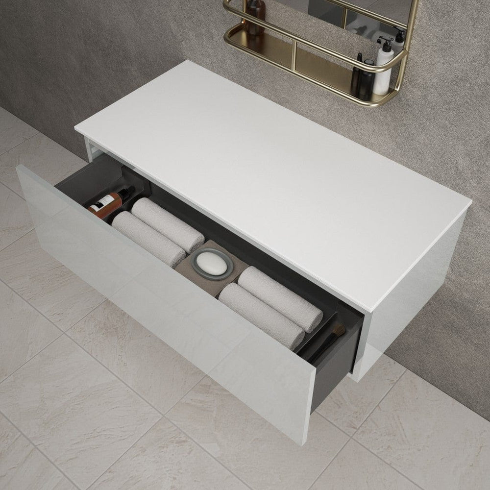 Raffinata Single Drawer Countertop Vanity Unit - Gloss Dove 1000mm