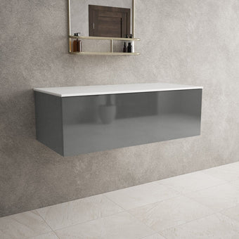 Raffinata Single Drawer Countertop Vanity Unit - Gloss Dust 1000mm