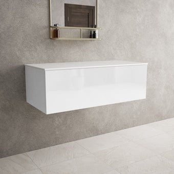 Raffinata Single Drawer Countertop Vanity Unit - Gloss White 1000mm