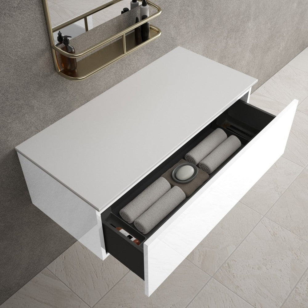 Raffinata Single Drawer Countertop Vanity Unit - Gloss White 1000mm