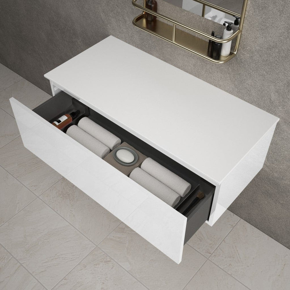 Raffinata Single Drawer Countertop Vanity Unit - Gloss White 1000mm
