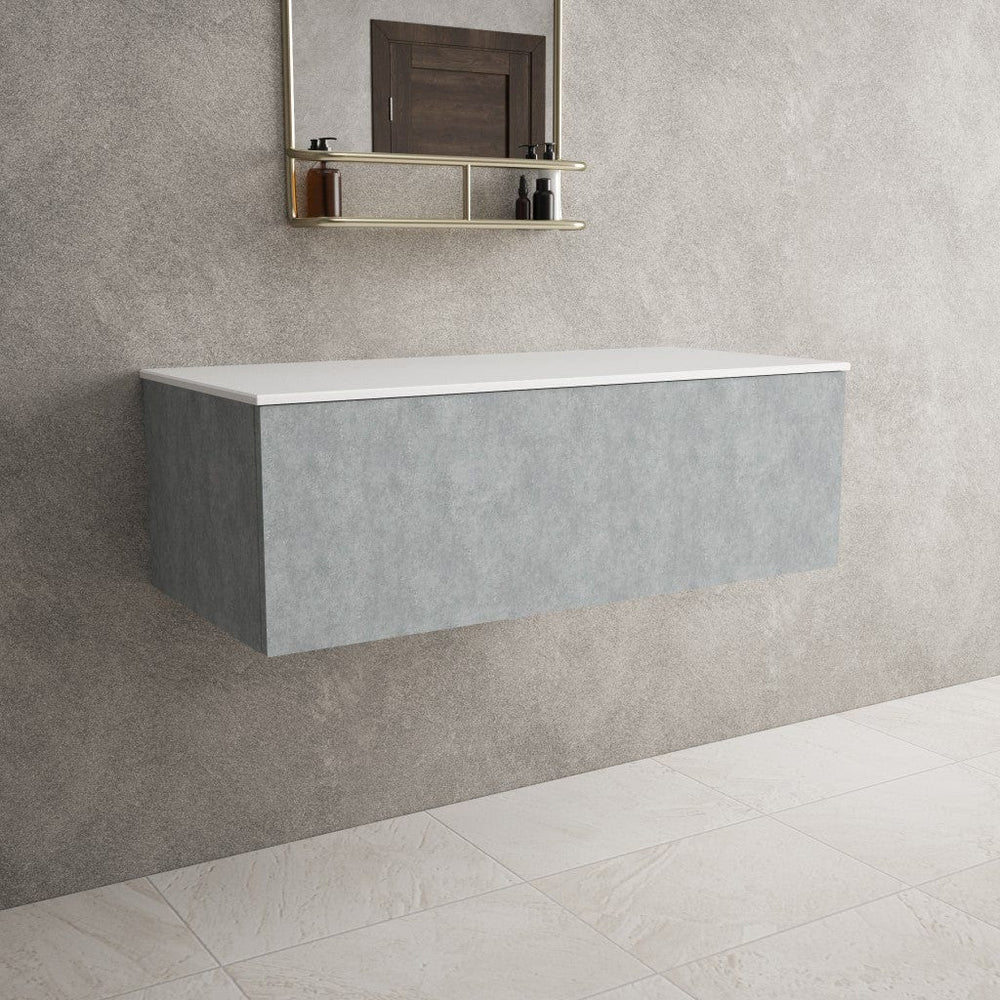 Raffinata Single Drawer Countertop Vanity Unit - Light Concrete 1000mm