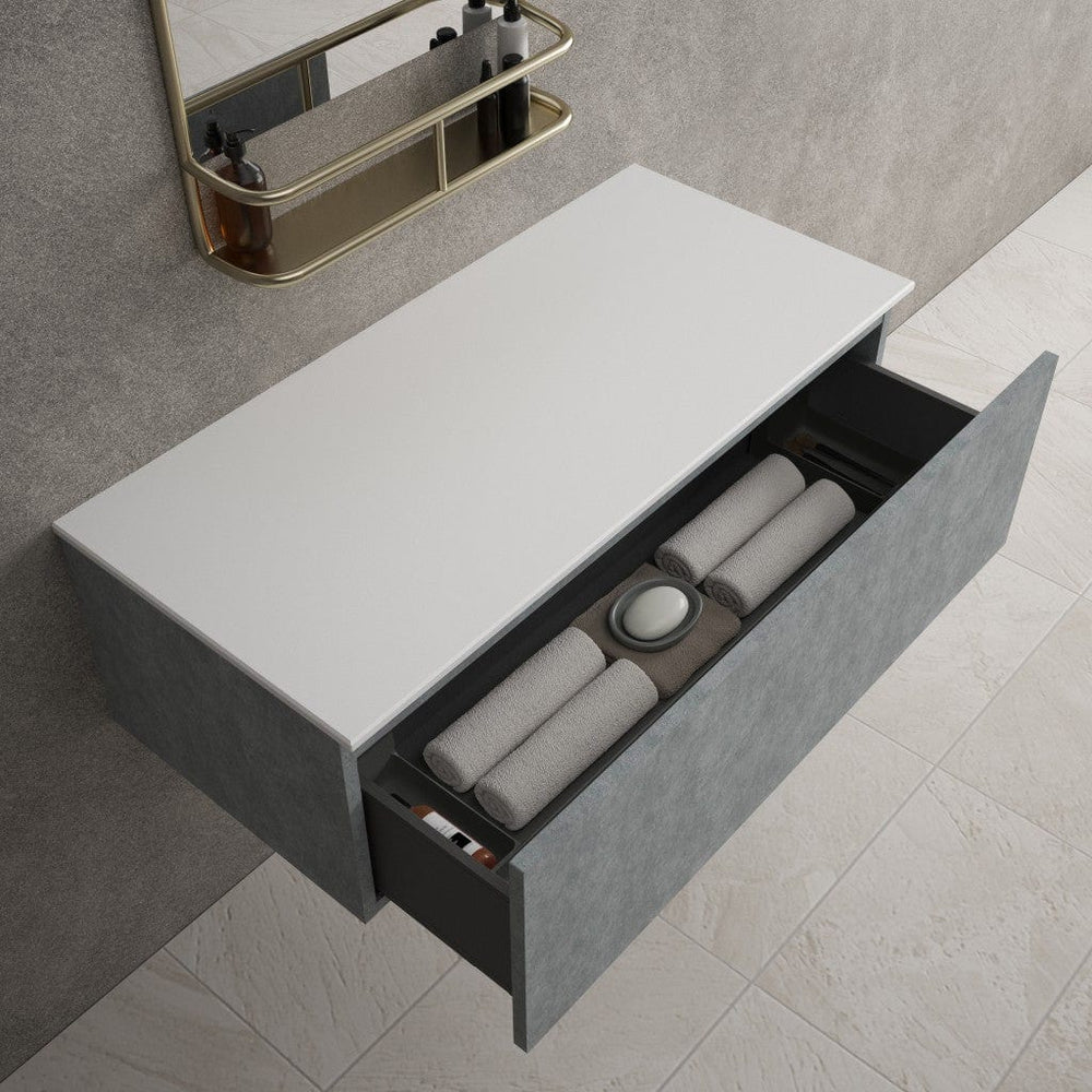 Raffinata Single Drawer Countertop Vanity Unit - Light Concrete 1000mm