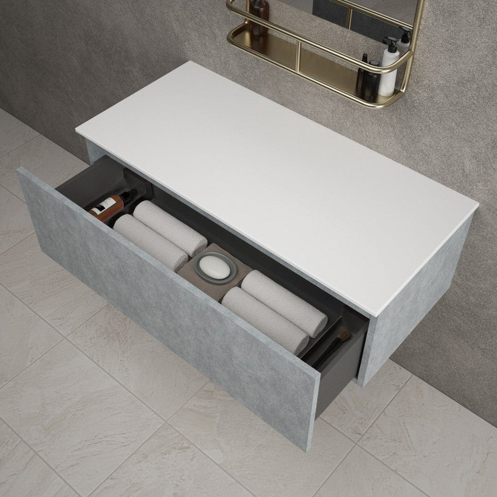 Raffinata Single Drawer Countertop Vanity Unit - Light Concrete 1000mm