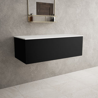 Raffinata Single Drawer Countertop Vanity Unit - Matt Black 1000mm