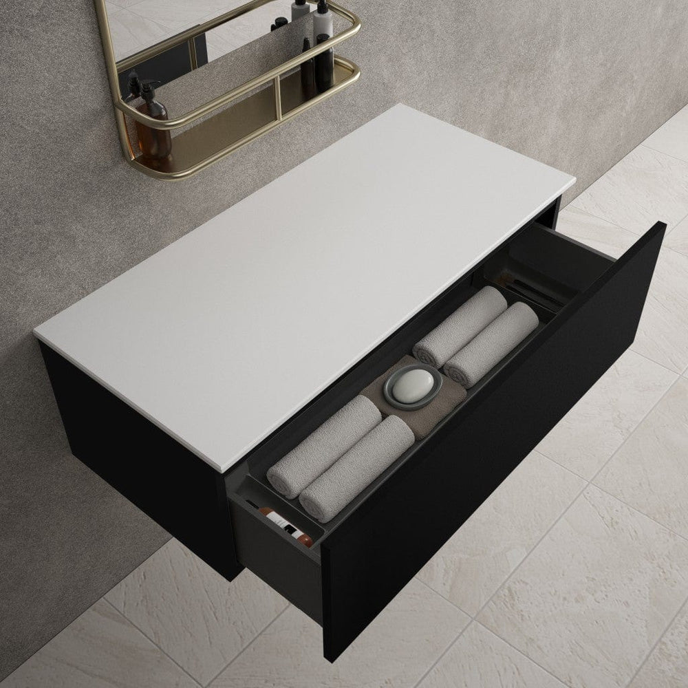 Raffinata Single Drawer Countertop Vanity Unit - Matt Black 1000mm