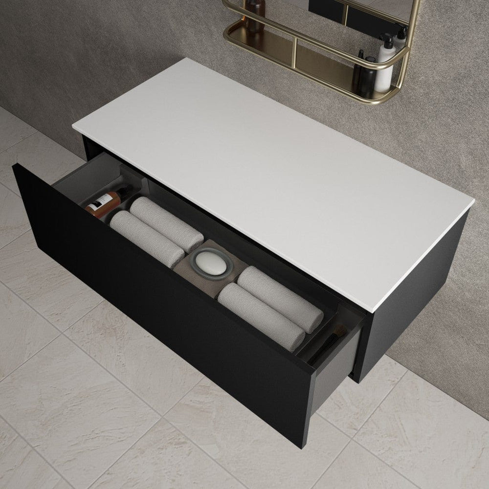 Raffinata Single Drawer Countertop Vanity Unit - Matt Black 1000mm