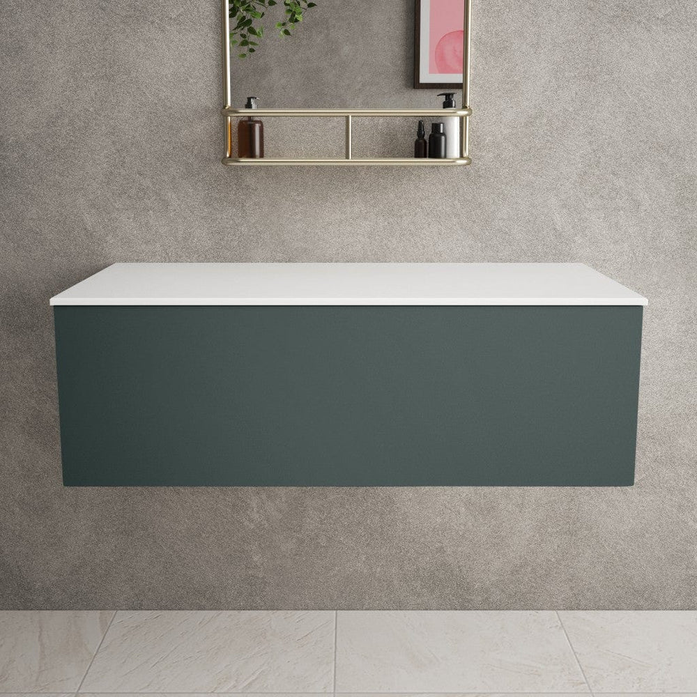 Raffinata Single Drawer Countertop Vanity Unit - Matt Dark Green 1000mm