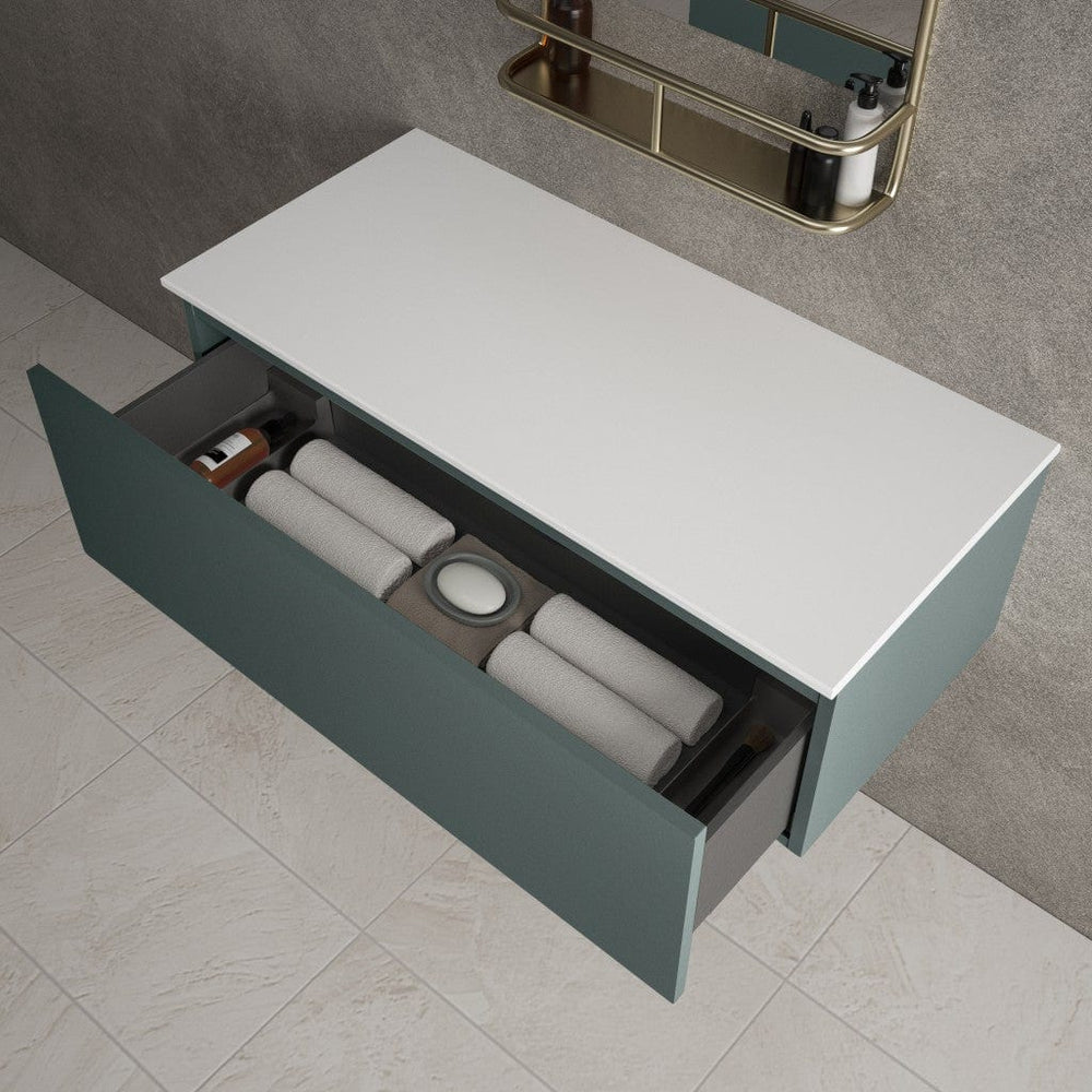 Raffinata Single Drawer Countertop Vanity Unit - Matt Dark Green 1000mm