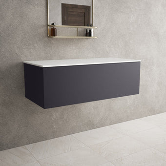 Raffinata Single Drawer Countertop Vanity Unit - Matt Graphite 1000mm