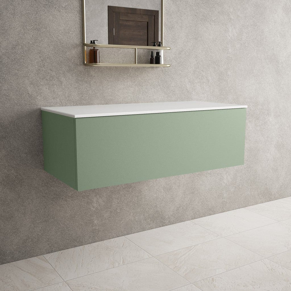 Raffinata Single Drawer Countertop Vanity Unit - Matt Light Green 1000mm