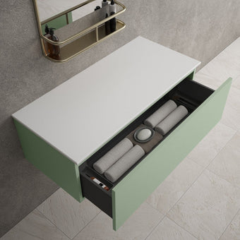Raffinata Single Drawer Countertop Vanity Unit - Matt Light Green 1000mm
