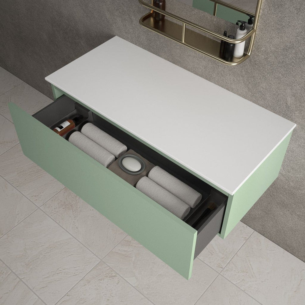 Raffinata Single Drawer Countertop Vanity Unit - Matt Light Green 1000mm