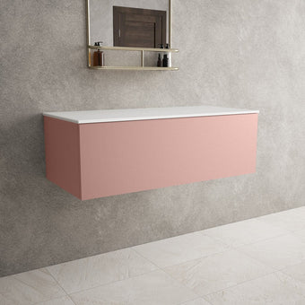 Raffinata Single Drawer Countertop Vanity Unit - Matt Pink 1000mm