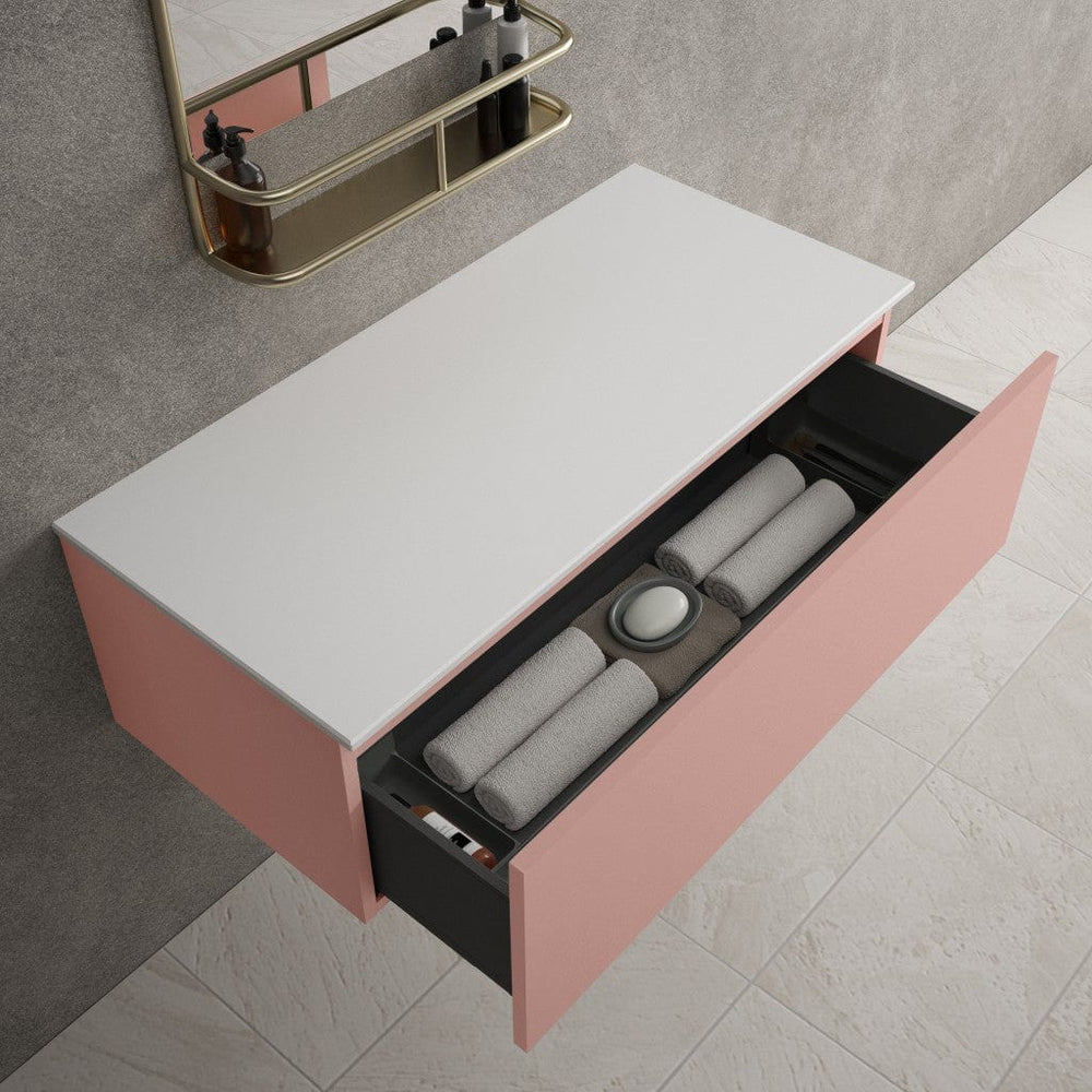 Raffinata Single Drawer Countertop Vanity Unit - Matt Pink 1000mm