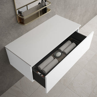 Raffinata Single Drawer Countertop Vanity Unit - Matt White 1000mm