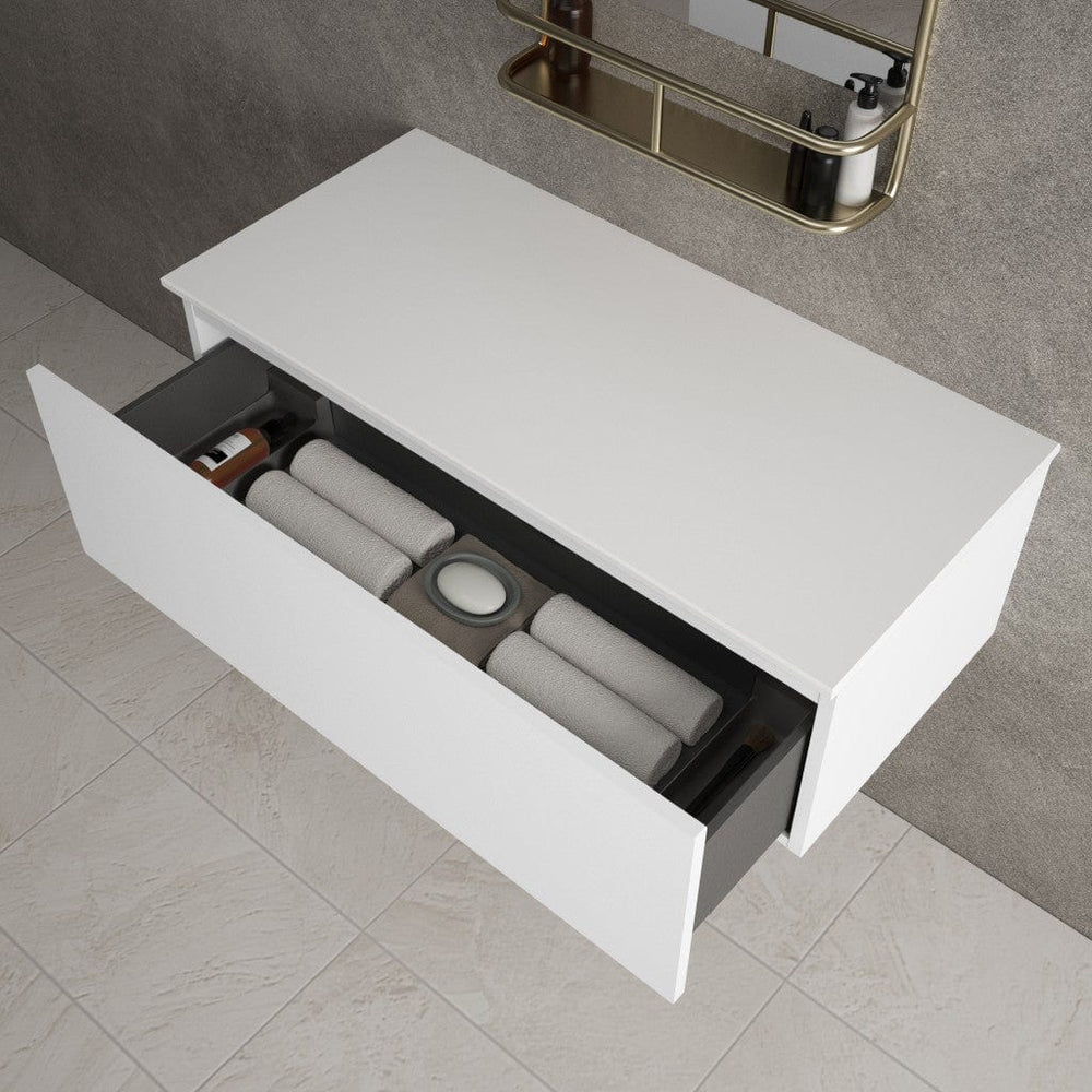 Raffinata Single Drawer Countertop Vanity Unit - Matt White 1000mm