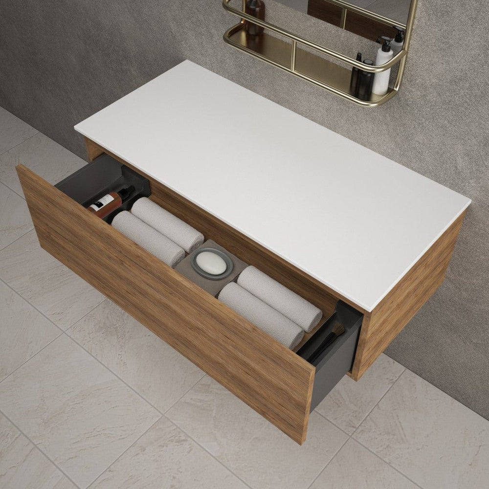 Raffinata Single Drawer Countertop Vanity Unit - Oak 1000mm