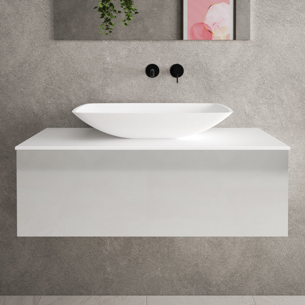 Raffinata Single Drawer Countertop Vanity Unit - Gloss Dove 1000mm image