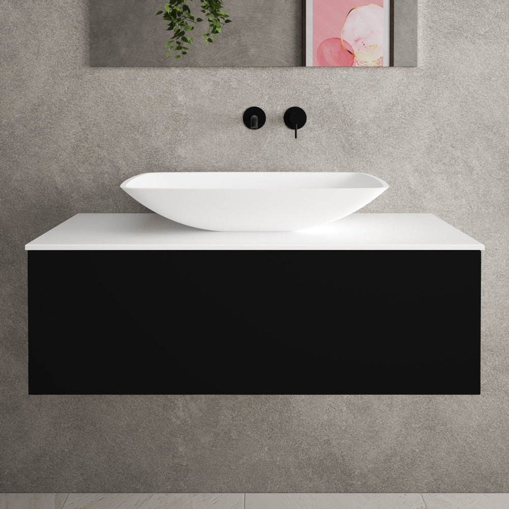 Raffinata Single Drawer Countertop Vanity Unit - Matt Black 1000mm image