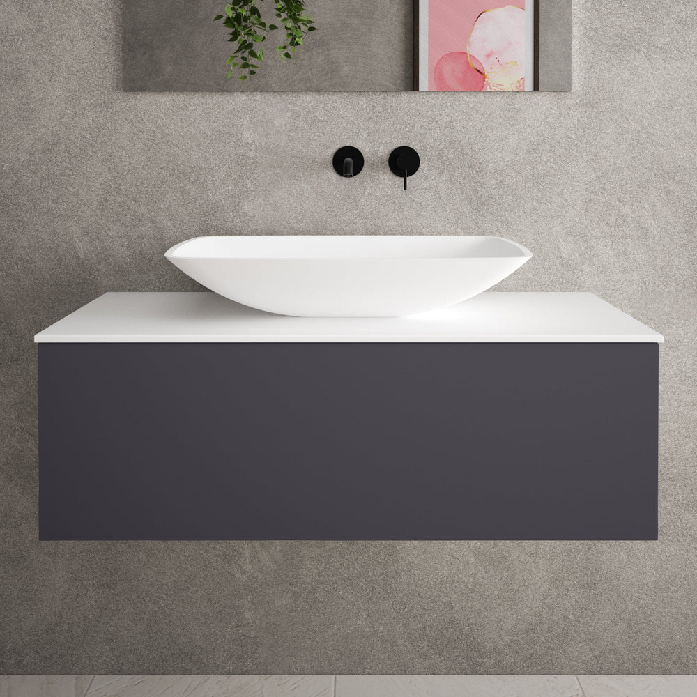Raffinata Single Drawer Countertop Vanity Unit - Matt Graphite 1000mm image
