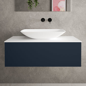 Raffinata Single Drawer Countertop Vanity Unit - Matt Indigo 1000mm