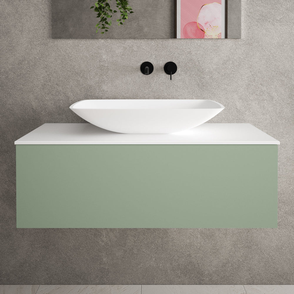 Raffinata Single Drawer Countertop Vanity Unit - Matt Light Green 1000mm