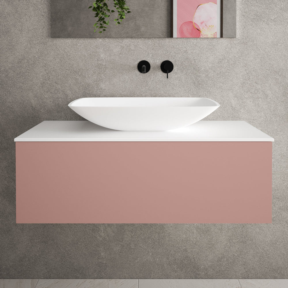 Raffinata Single Drawer Countertop Vanity Unit - Matt Pink 1000mm image