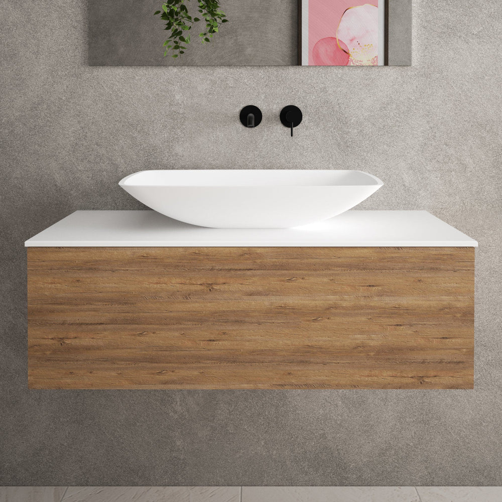 Raffinata Single Drawer Countertop Vanity Unit - Oak 1000mm image