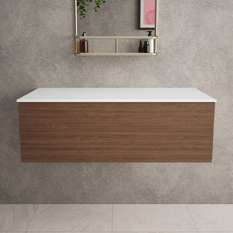 Raffinata Single Drawer Countertop Vanity Unit - Walnut 1000mm