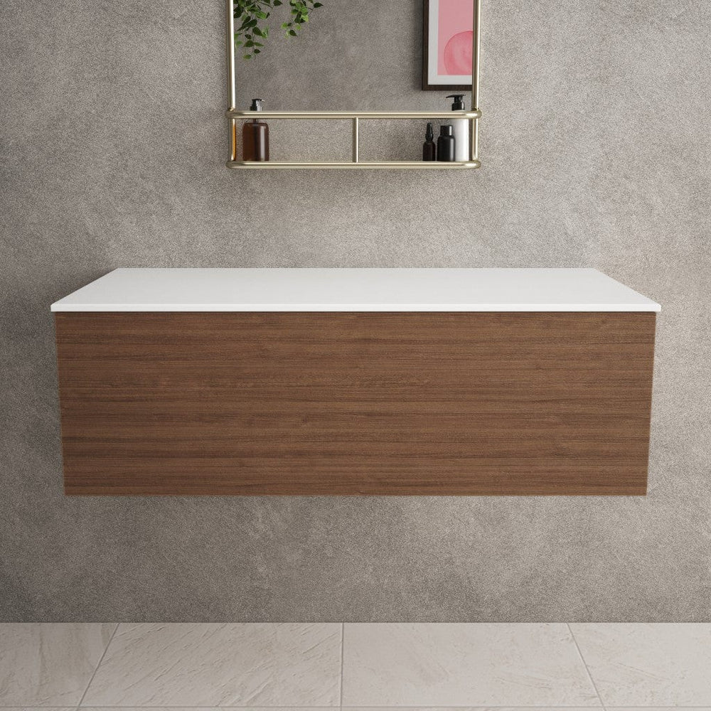 Raffinata Single Drawer Countertop Vanity Unit - Walnut 1000mm