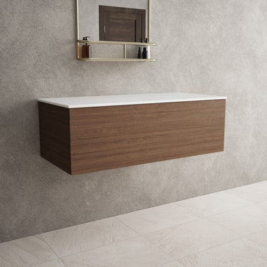 Raffinata Single Drawer Countertop Vanity Unit - Walnut 1000mm