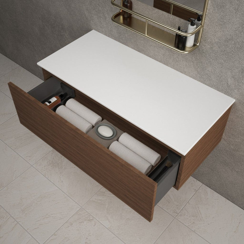 Raffinata Single Drawer Countertop Vanity Unit - Walnut 1000mm