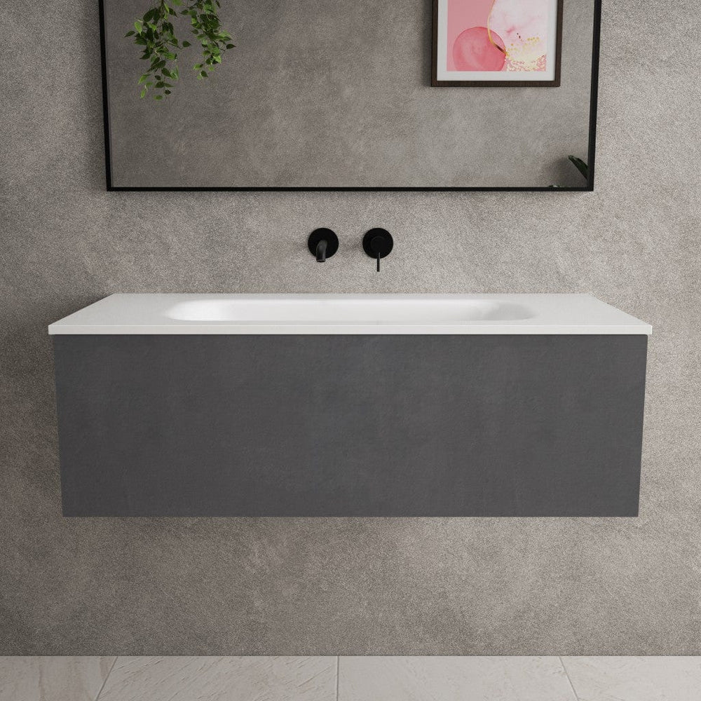 Raffinata One Drawer Vanity Unit With Beyondstone Basin - Dark Concrete 1000mm image