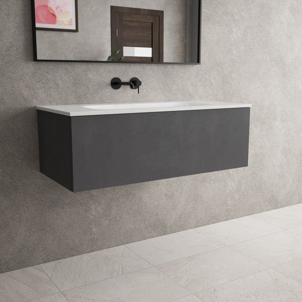 Raffinata One Drawer Vanity Unit With Beyondstone Basin - Dark Concrete 1000mm