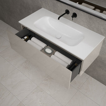 Raffinata One Drawer Vanity Unit With Beyondstone Basin - Gloss Cashmere 1000mm
