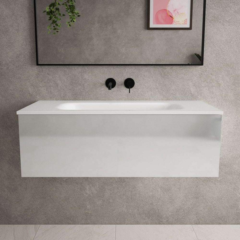 Raffinata One Drawer Vanity Unit With Beyondstone Basin - Gloss Dove 1000mm image