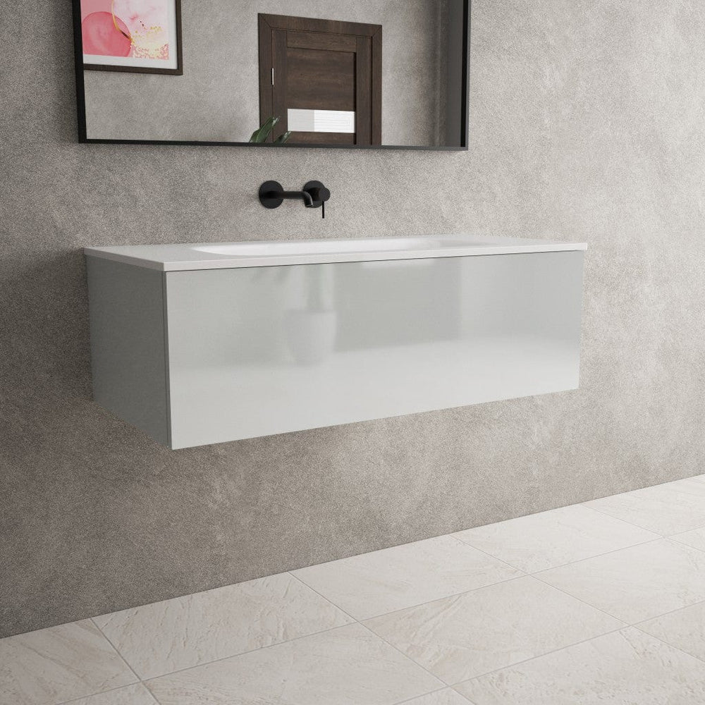Raffinata One Drawer Vanity Unit With Beyondstone Basin - Gloss Dove 1000mm