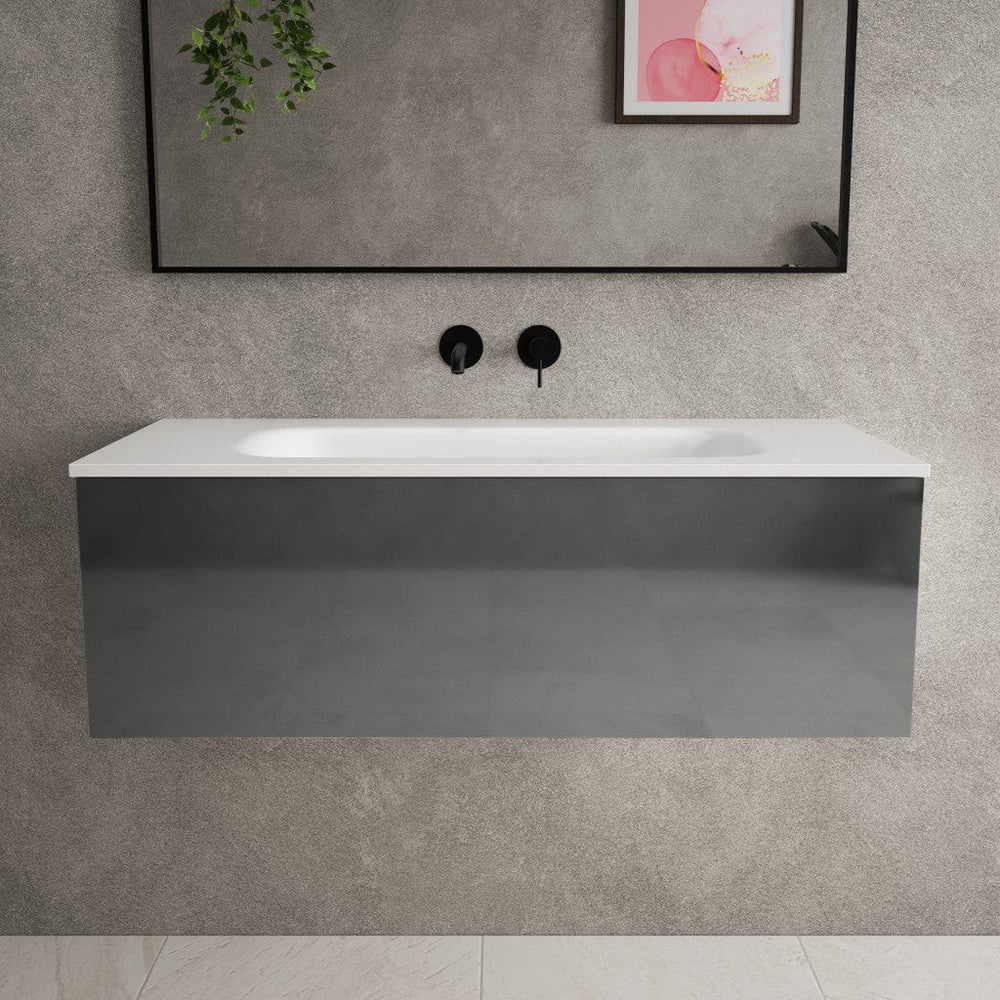 Raffinata One Drawer Vanity Unit With Beyondstone Basin - Gloss Dust 1000mm image