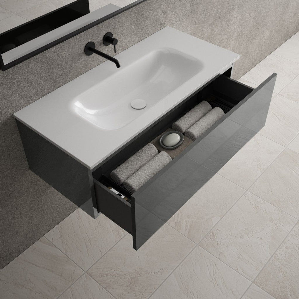 Raffinata One Drawer Vanity Unit With Beyondstone Basin - Gloss Dust 1000mm