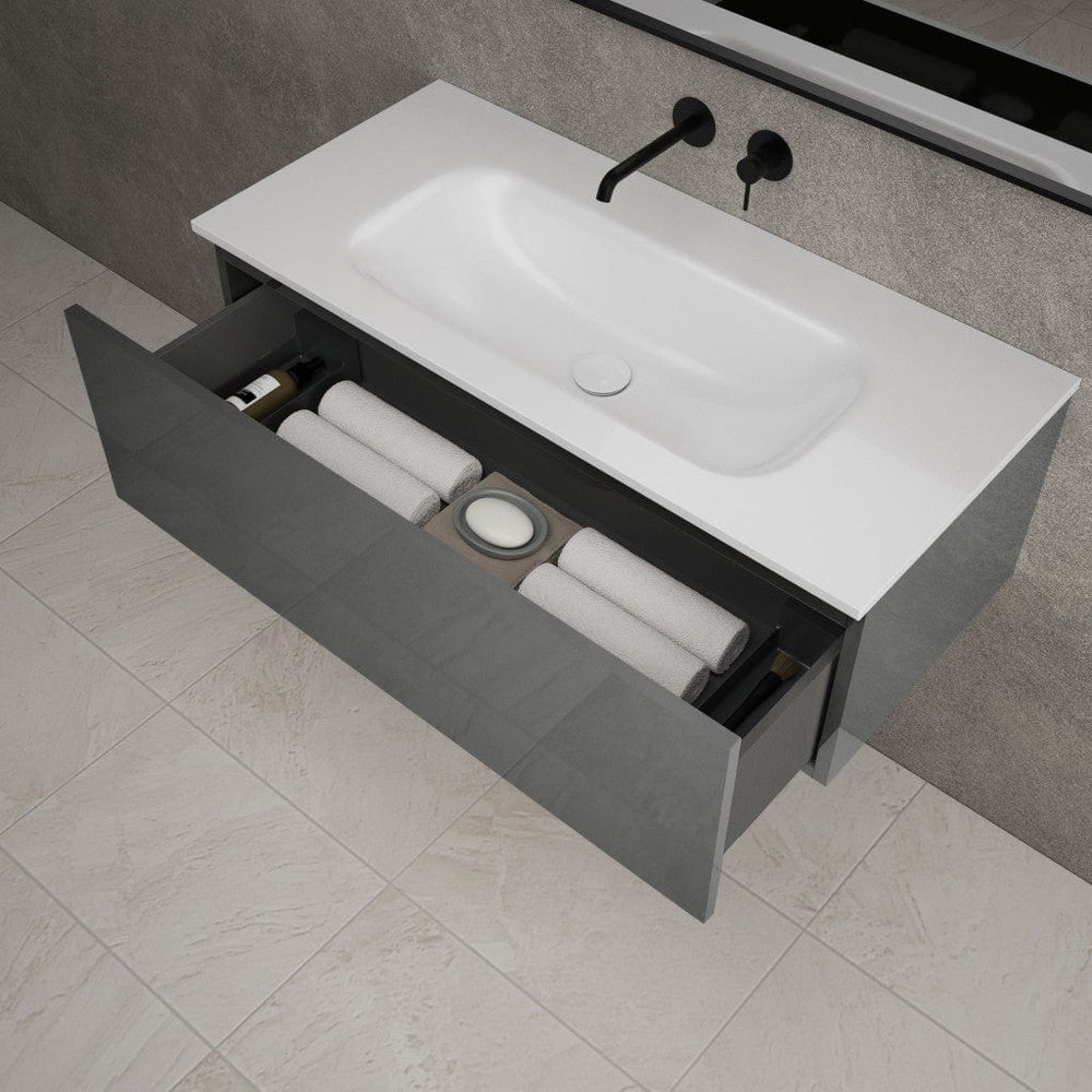 Raffinata One Drawer Vanity Unit With Beyondstone Basin - Gloss Dust 1000mm