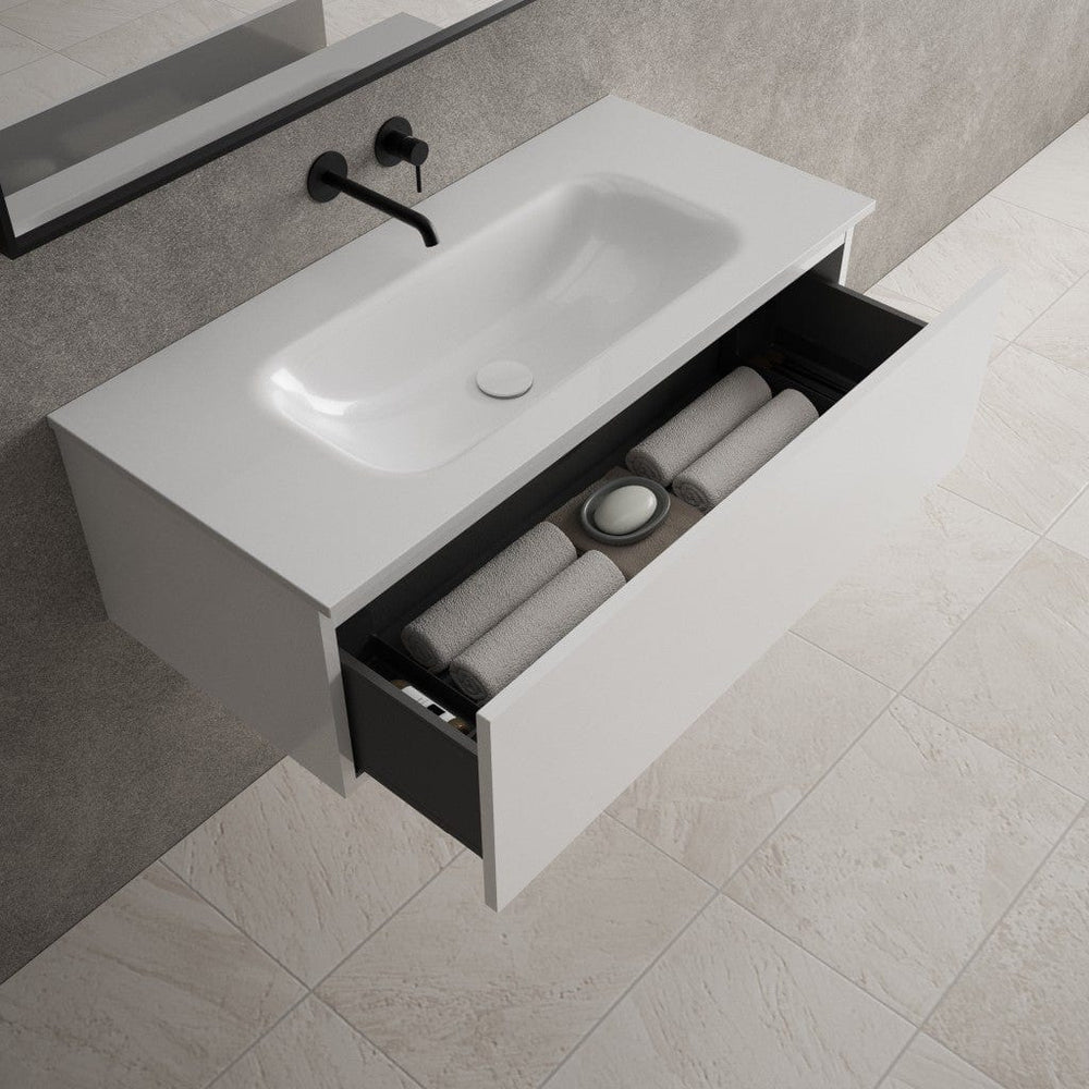 Raffinata One Drawer Vanity Unit With Beyondstone Basin - Gloss White 1000mm