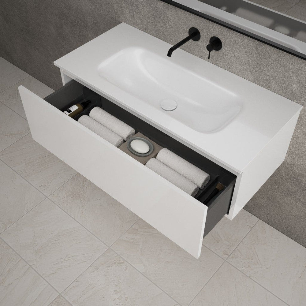Raffinata One Drawer Vanity Unit With Beyondstone Basin - Gloss White 1000mm