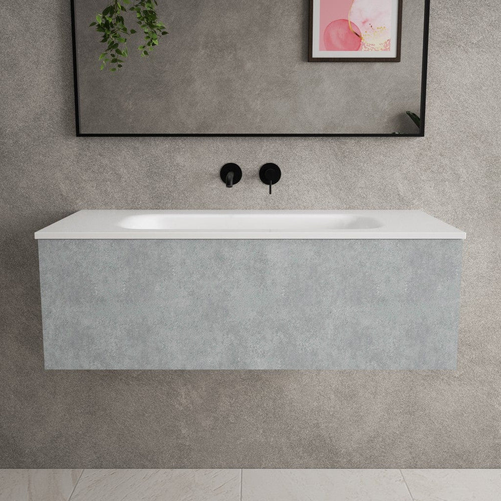 Raffinata One Drawer Vanity Unit With Beyondstone Basin - Light Concrete 1000mm image