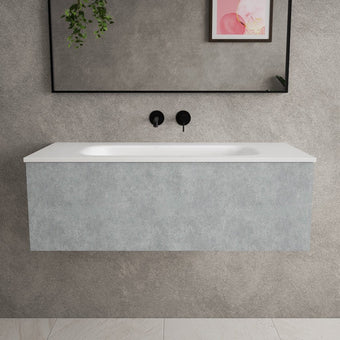 Raffinata One Drawer Vanity Unit With Beyondstone Basin - Light Concrete 1000mm