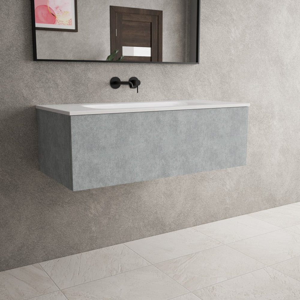 Raffinata One Drawer Vanity Unit With Beyondstone Basin - Light Concrete 1000mm