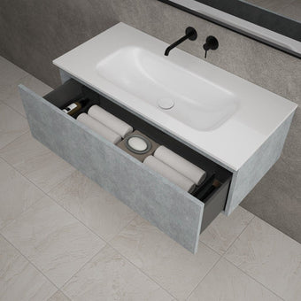 Raffinata One Drawer Vanity Unit With Beyondstone Basin - Light Concrete 1000mm