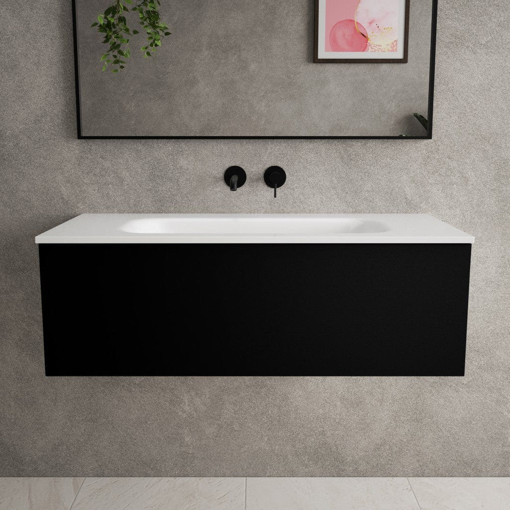 Raffinata One Drawer Vanity Unit With Beyondstone Basin - Matt Black 1000mm image