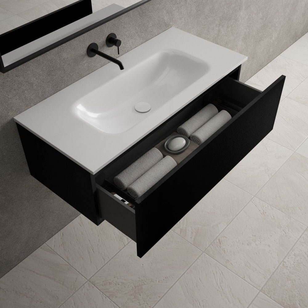 Raffinata One Drawer Vanity Unit With Beyondstone Basin - Matt Black 1000mm